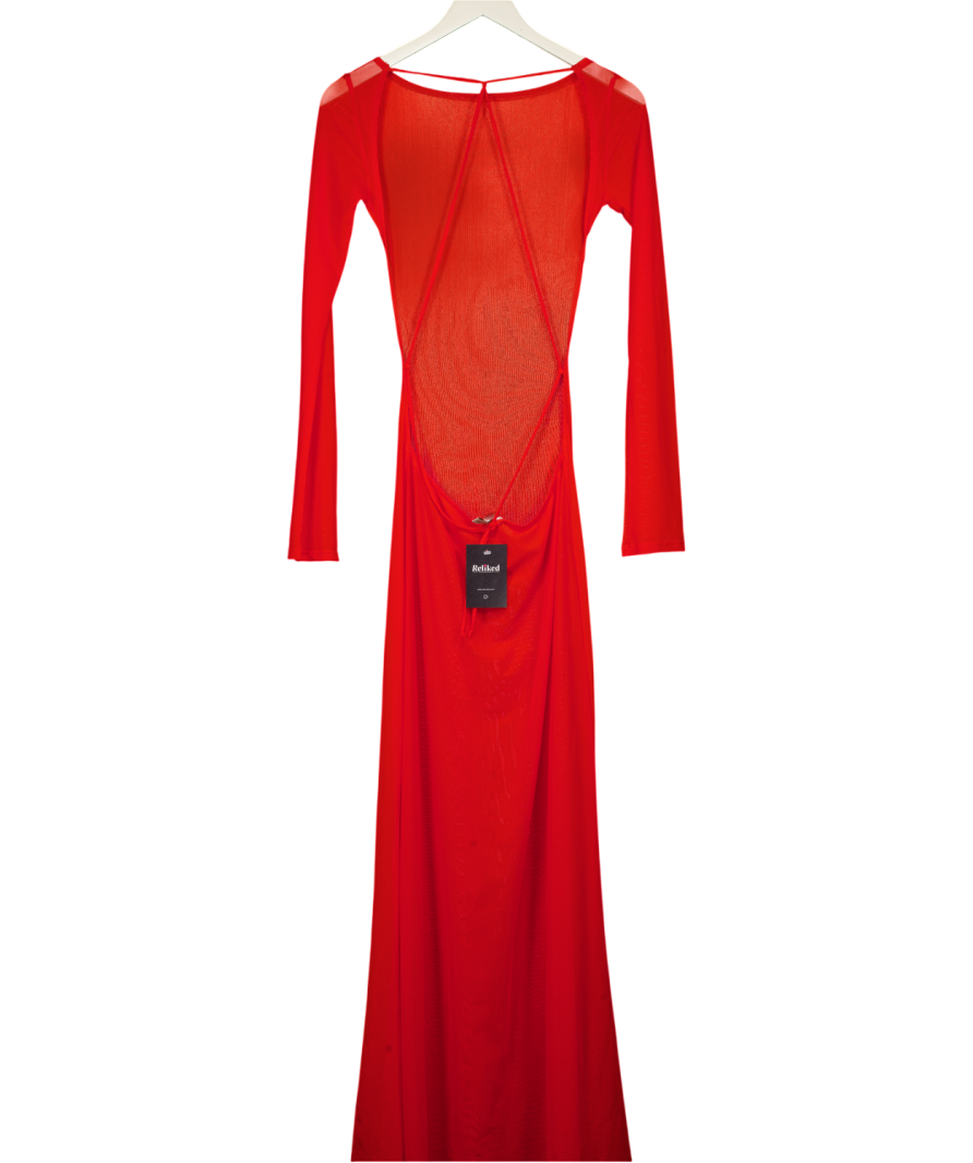JADED LONDON Red Sheer Mesh Backless Maxi Dress UK 6