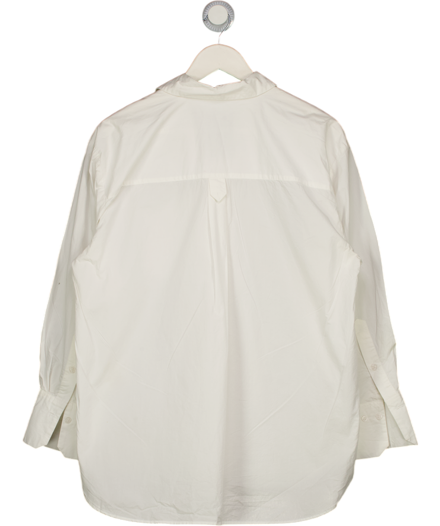MANGO White Cotton And Lyocell Blend Straight Shirt UK 10