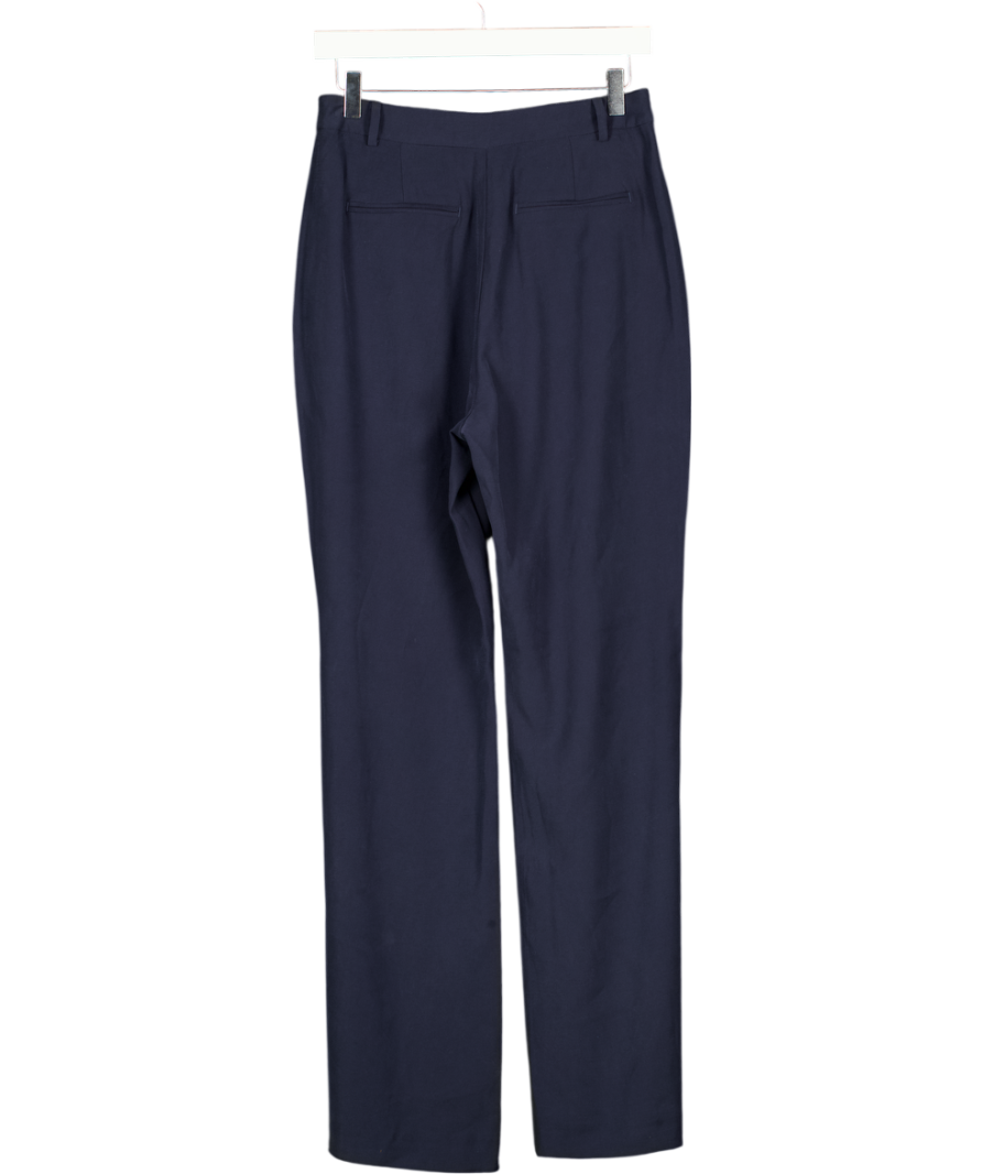 LOUNGE Navy Blue Button Front Wide Leg Trouser UK 10