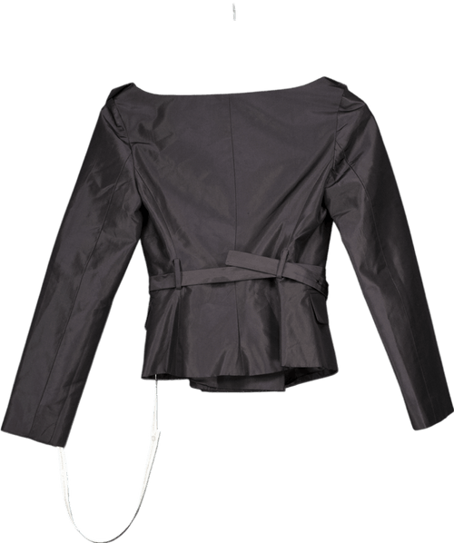 AAVELLE Black Pure Silk Taffeta Princess Jacket (noir) UK S - Reliked