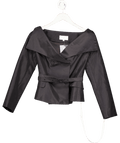 AAVELLE Black Pure Silk Taffeta Princess Jacket (noir) UK S - Reliked