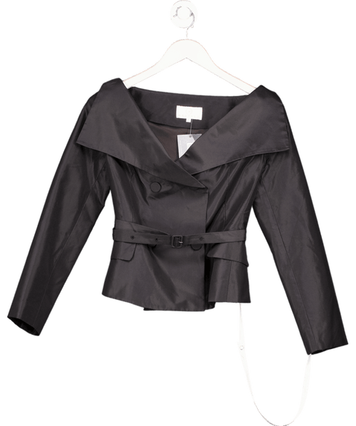 AAVELLE Black Pure Silk Taffeta Princess Jacket (noir) UK S - Reliked