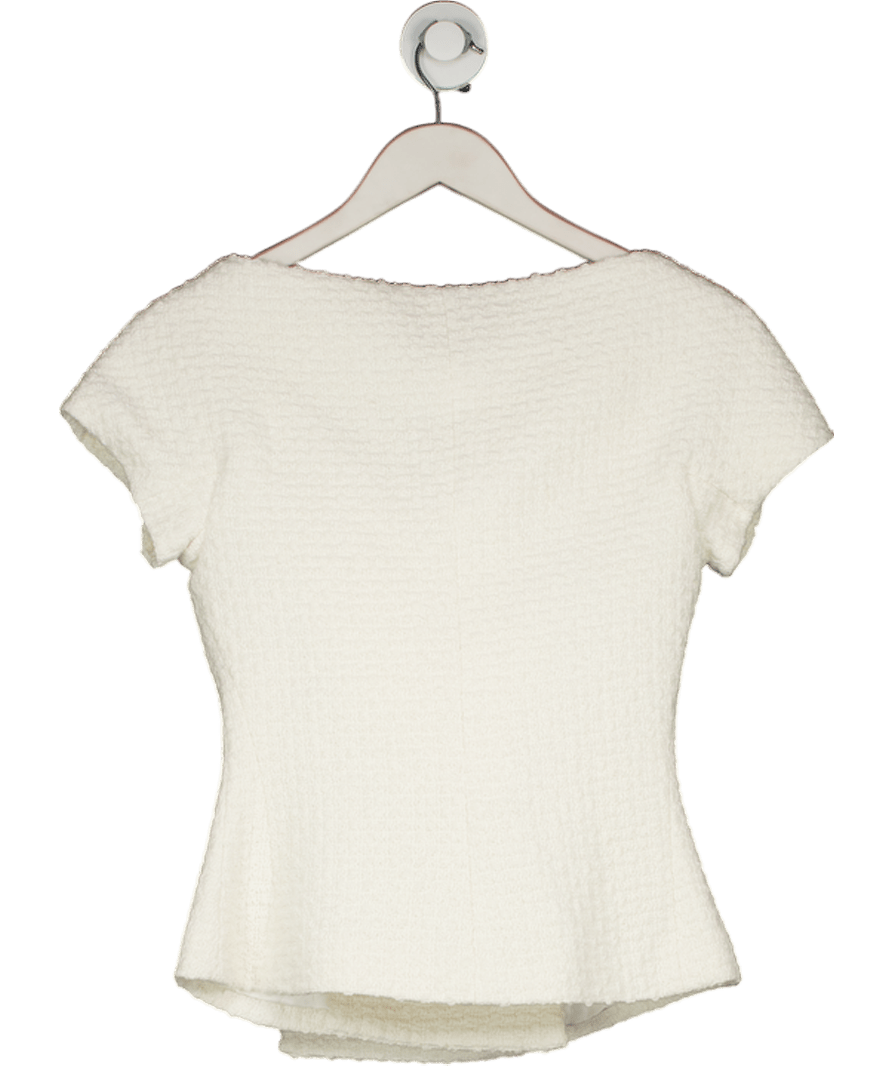 AAVELLE Cream Tweed Boat Neck Jacket (chantilly) UK XS - Reliked