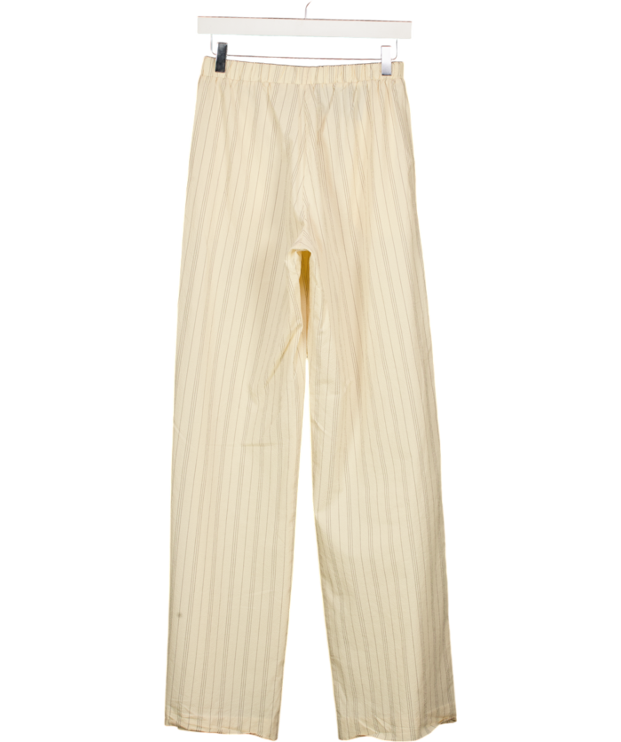 BEC + BRIDGE Cream Black Pin Striped Wide Leg Trousers UK 8