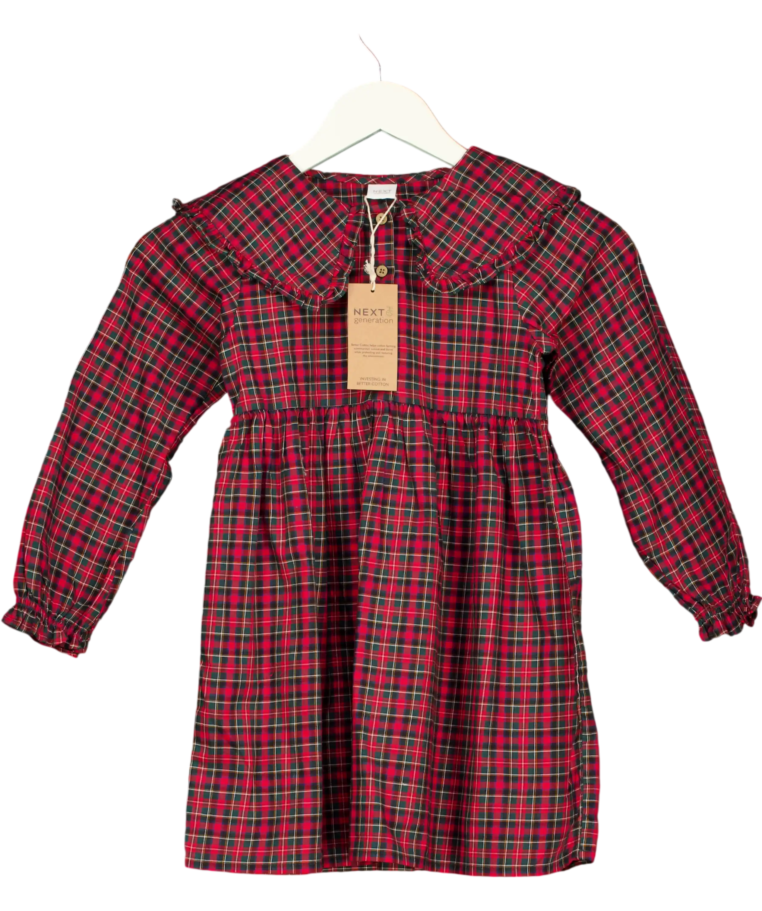 Next Kids Red Tartan Oversize Collar Dress 6 - 7years 6 Years