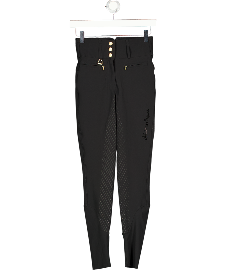 HOLLAND COOPER Premium High Rise Breeches Black Crystal Logo UK 6