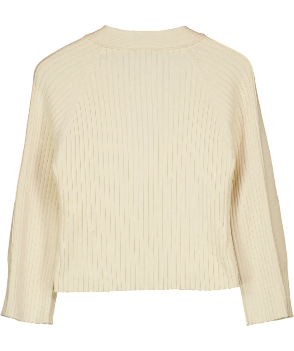 KAREN MILLEN Cream Petite Cotton Knitted Button Cardigan UK S