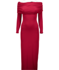 PRETTY LAVISH Burgundy Red Bardot Jersey Maxi Dress UK 6