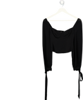 REFORMATION Black Sweetheart-neck Woven Shirred Back Top Sz0 UK 4