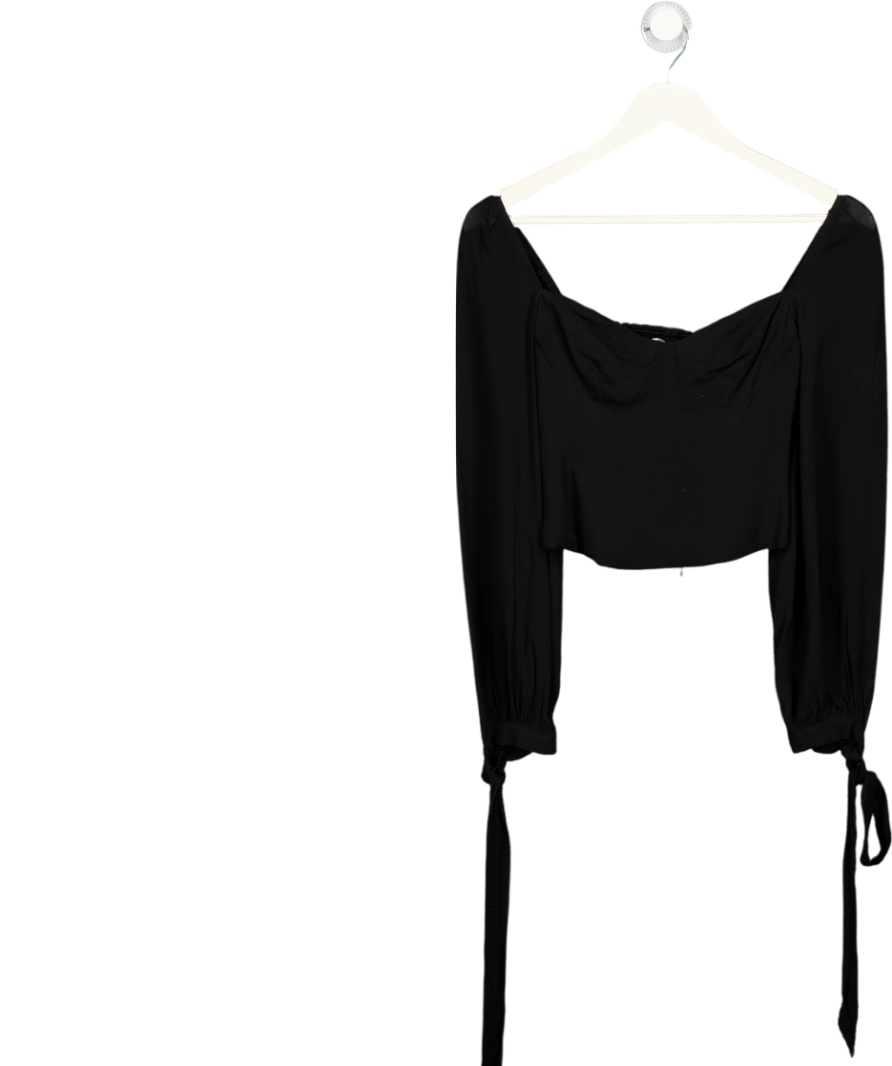 REFORMATION Black Sweetheart-neck Woven Shirred Back Top Sz0 UK 4