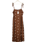 NEW LOOK Brown Spot Print Cami Godet Midi Dress UK 18