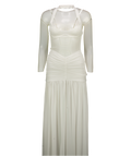 WHITE FOX White Cupped Detail Ruched Maxi Dress UK XS