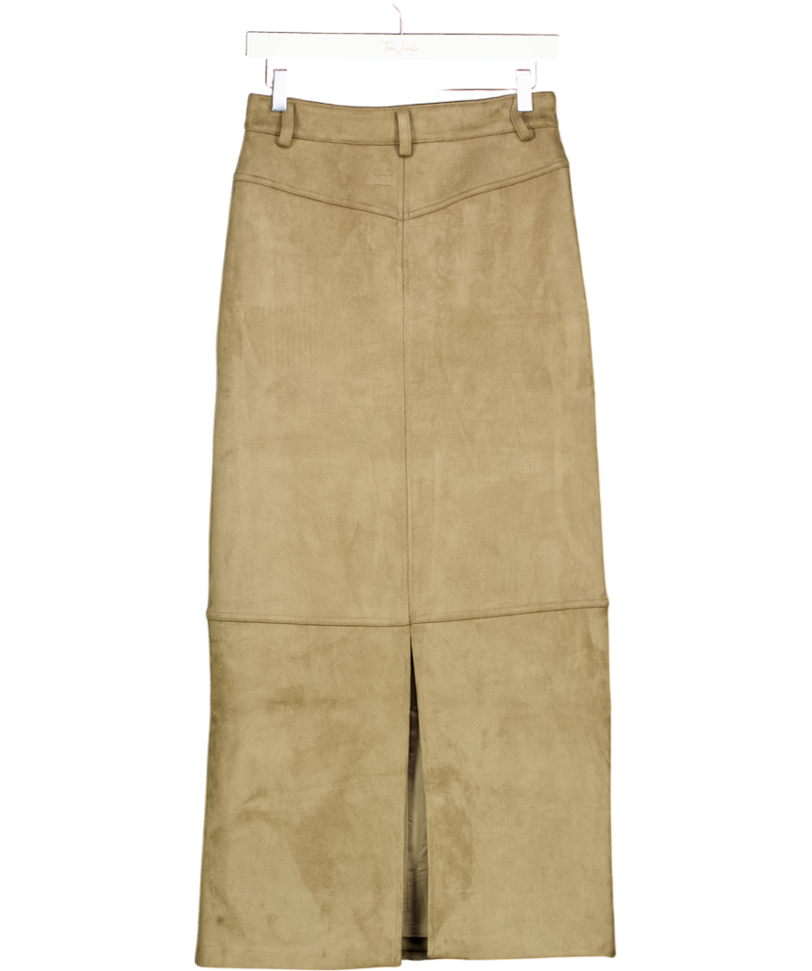 4th & Reckless Lorna Olive Green Faux Suede Maxi Skirt UK 8