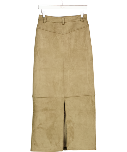 4th & Reckless Lorna Olive Green Faux Suede Maxi Skirt UK 8