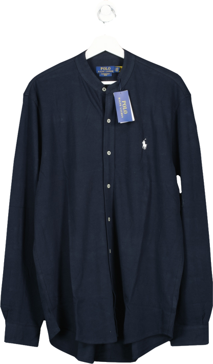 Polo Ralph Lauren Navy Blue Mandarin Collar Shirt Bnwt UK L