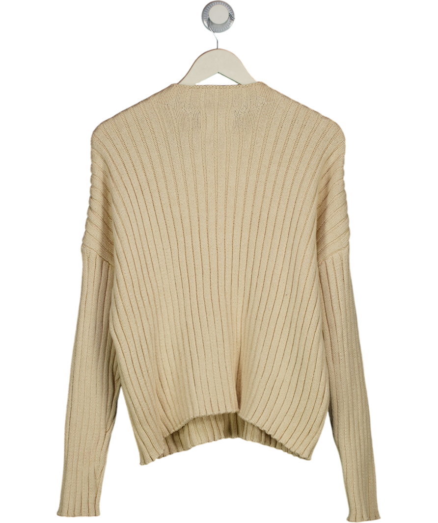 ST.AGNI Beige Ribbed 100% Cotton Jumper UK M
