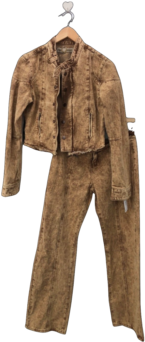 Jaded London Brown Denim Jacket and Jeans Set W27