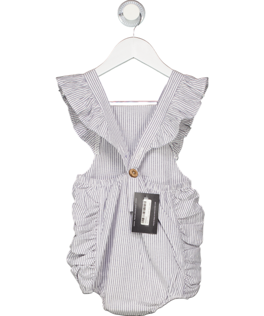 Freya Lillie White / Grey Organic Cotton Frill Sleeve Romper 3-4 Years