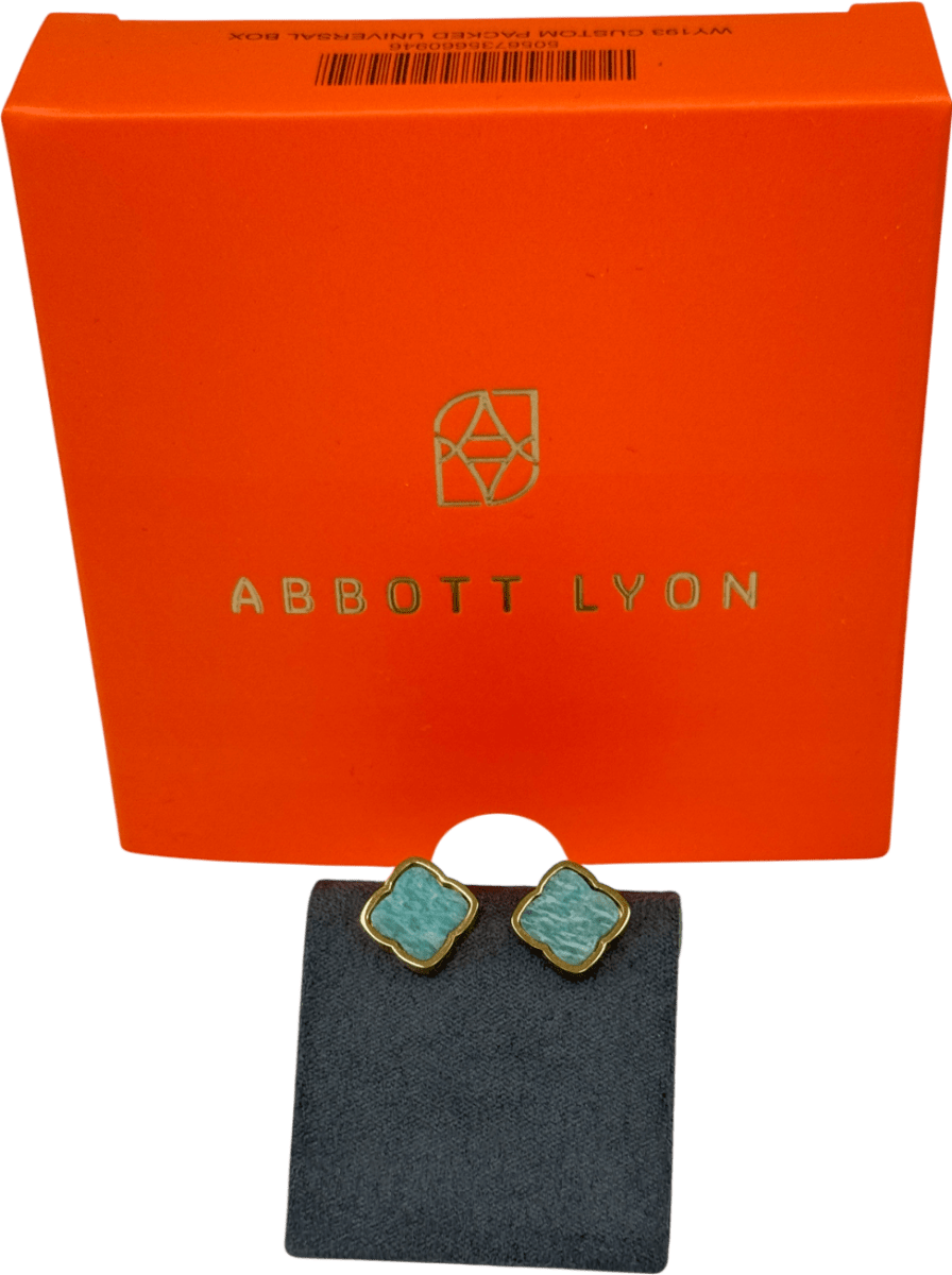 Abbott Lyon 18k Gold plated Amazonite Clover Stud Earrings (gold) One Size - Reliked