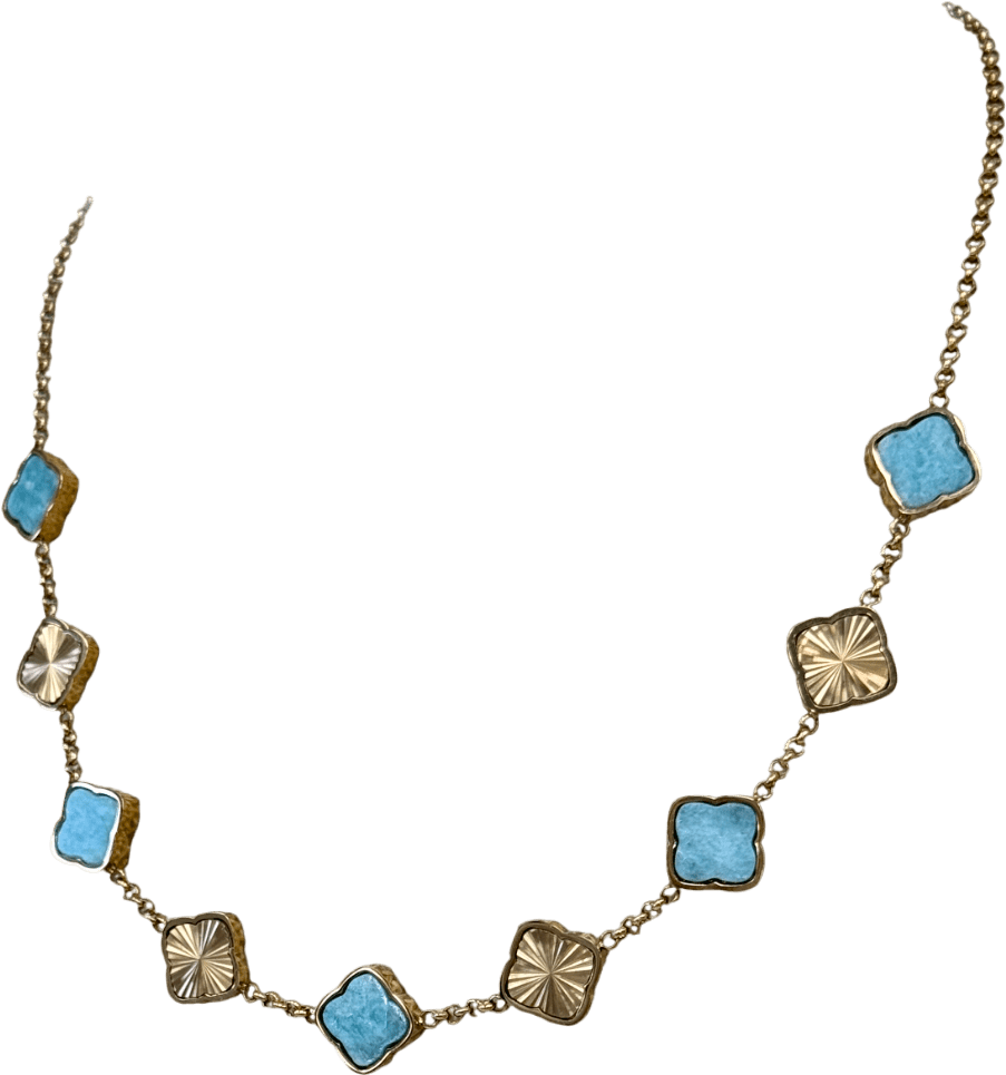 Abbott Lyon 18k Gold plated Amazonite & Fluted Clover Necklace (gold) One Size - Reliked