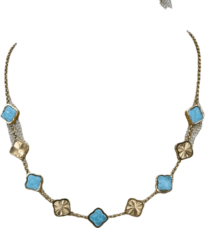 Abbott Lyon 18k Gold plated Amazonite & Fluted Clover Necklace (gold) One Size - Reliked