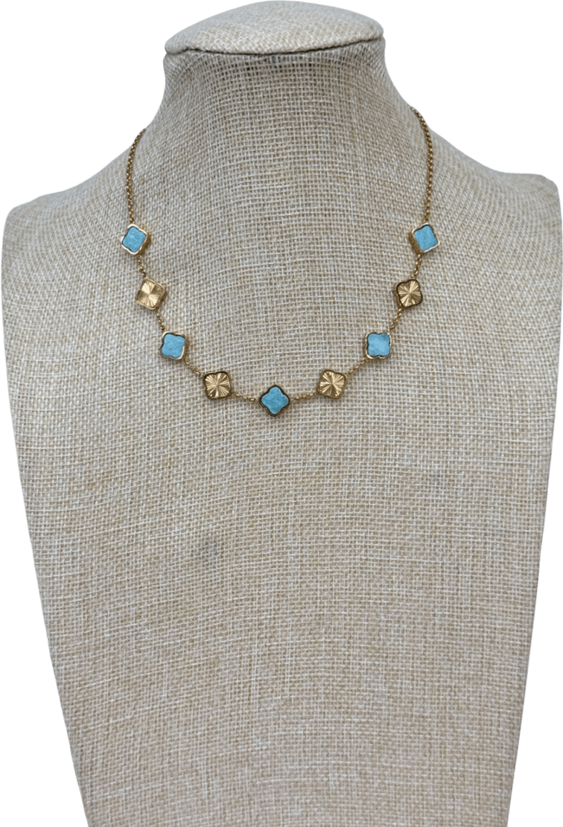 Abbott Lyon 18k Gold plated Amazonite & Fluted Clover Necklace (gold) One Size - Reliked