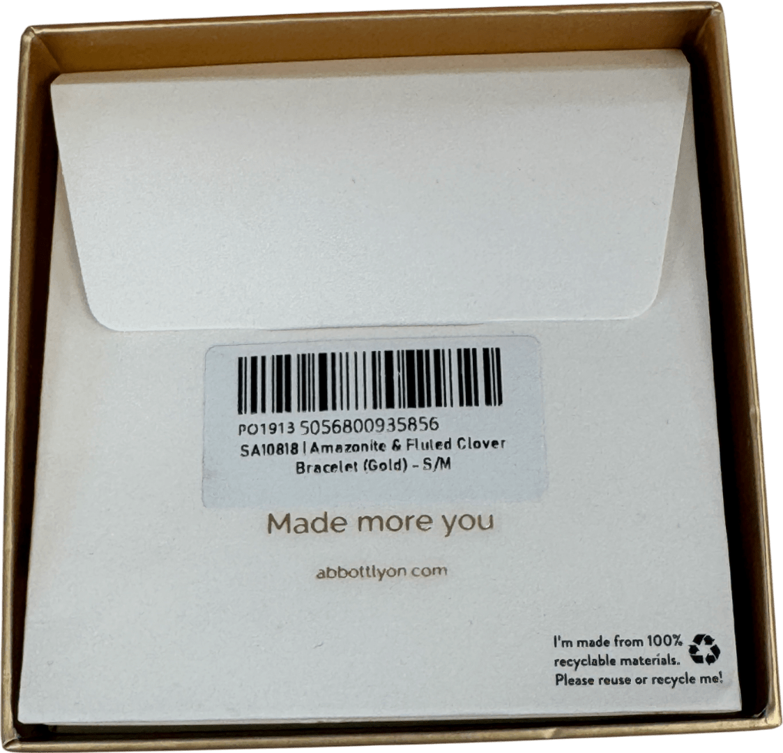 Abbott Lyon 18k Gold plated Amazonite Multi Clover Bracelet (gold) UK S/M - Reliked