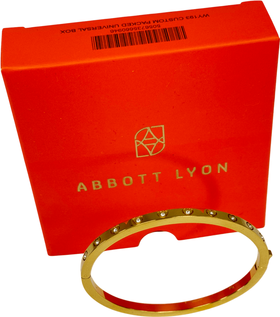 Abbott Lyon 18k Gold plated Crystal Heart Bangle (gold) UK M/L - Reliked