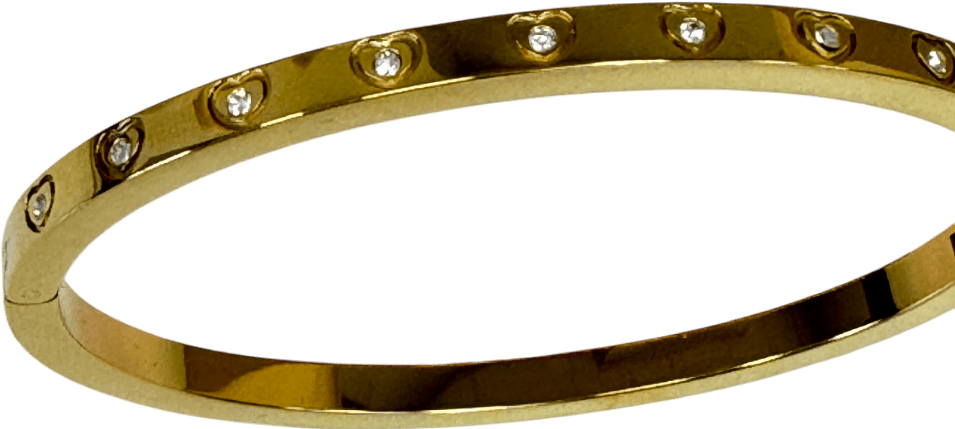 Abbott Lyon 18k Gold plated Crystal Heart Bangle (gold) UK M/L - Reliked