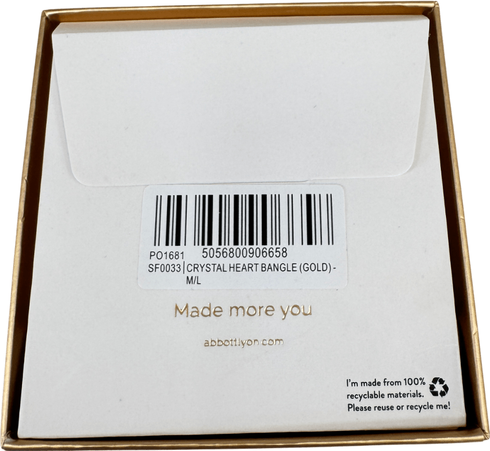 Abbott Lyon 18k Gold plated Crystal Heart Bangle (gold) UK M/L - Reliked