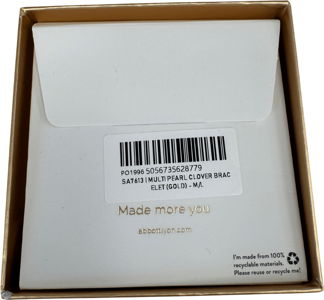 Abbott Lyon 18k Gold plated Multi Pearl Clover Bracelet (gold) UK M/L - Reliked