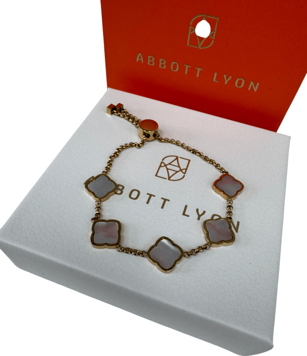 Abbott Lyon 18k Gold plated Multi Pearl Clover Bracelet (gold) UK M/L - Reliked