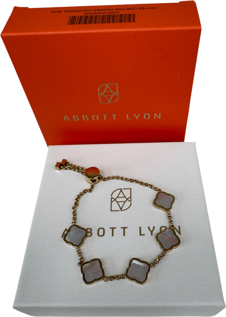 Abbott Lyon 18k Gold plated Multi Pearl Clover Bracelet (gold) UK M/L - Reliked