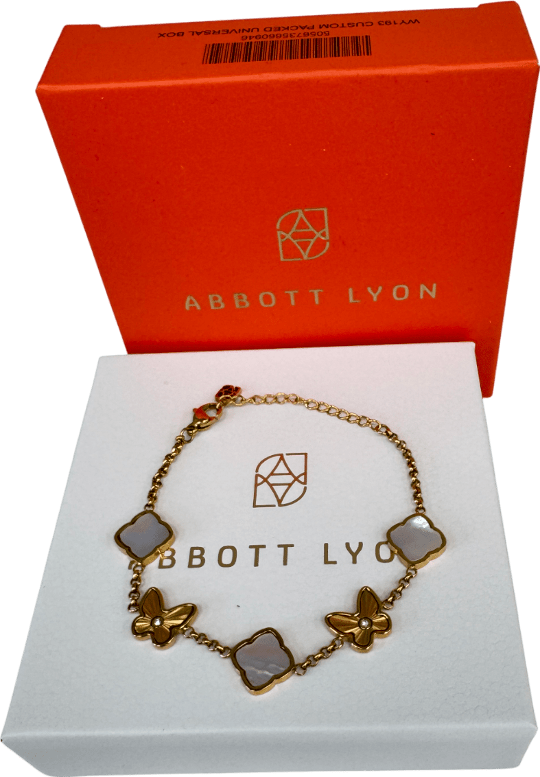 Abbott Lyon 18k Gold plated Pearl & Fluted Butterfly Bracelet (gold) UK S/M - Reliked