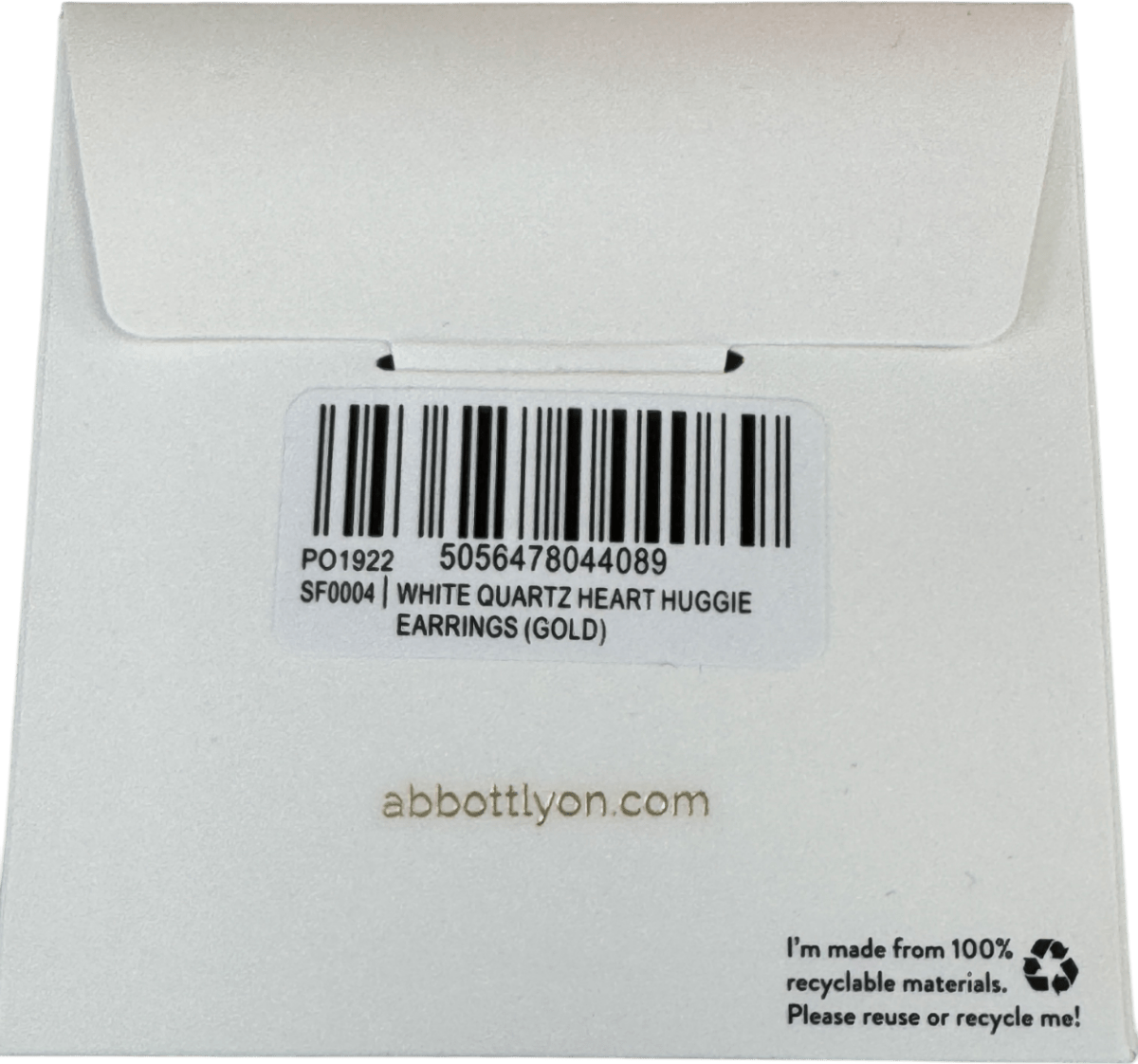 Abbott Lyon 18k Gold plated White Quartz Heart Huggie Earrings (gold) One Size - Reliked