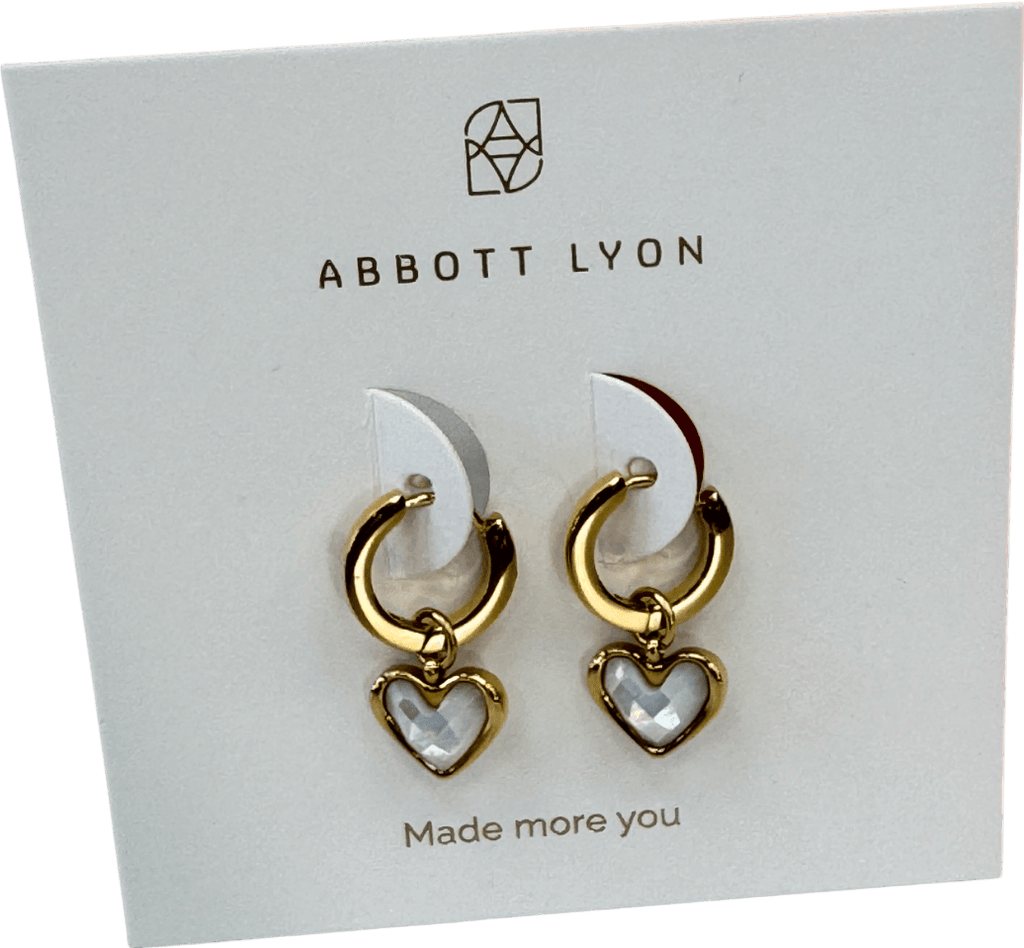 Abbott Lyon 18k Gold plated White Quartz Heart Huggie Earrings (gold) One Size - Reliked