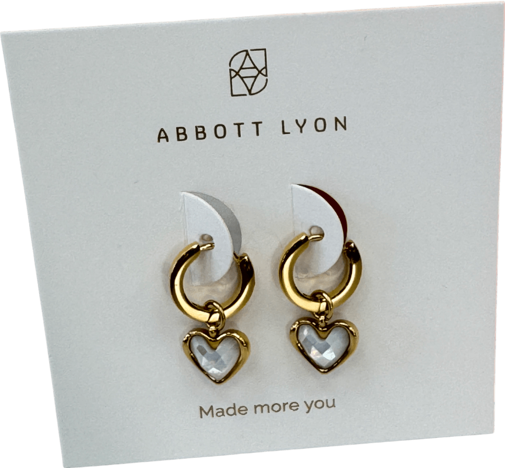 Abbott Lyon 18k Gold plated White Quartz Heart Huggie Earrings (gold) One Size - Reliked