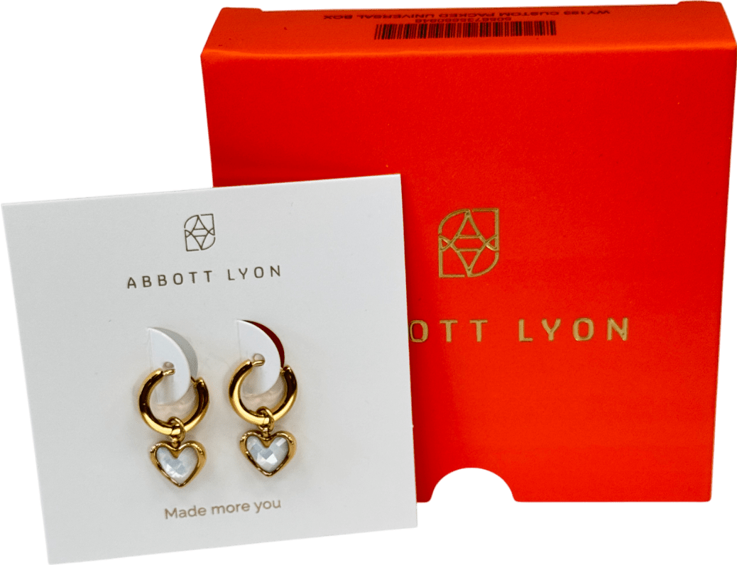 Abbott Lyon 18k Gold plated White Quartz Heart Huggie Earrings (gold) One Size - Reliked