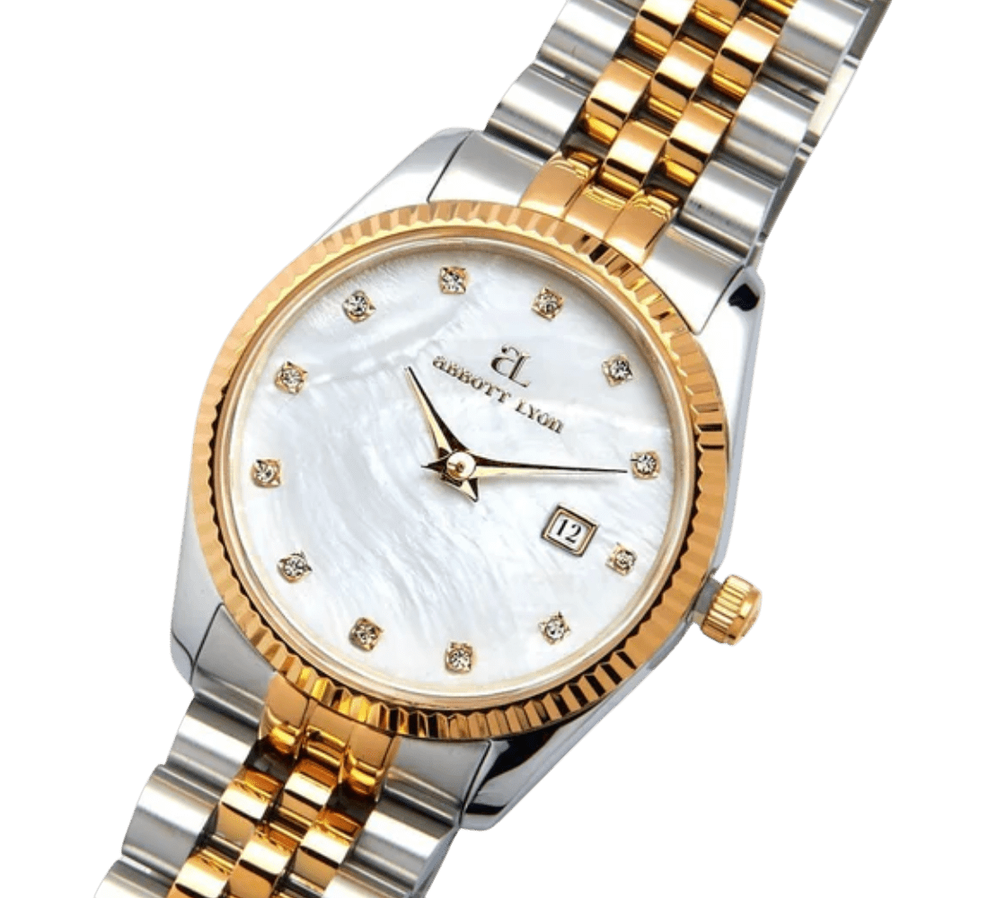 Abbott Lyon Belgravia 36mm Pearl & Crystal Link Watch In Presentation Box - Reliked