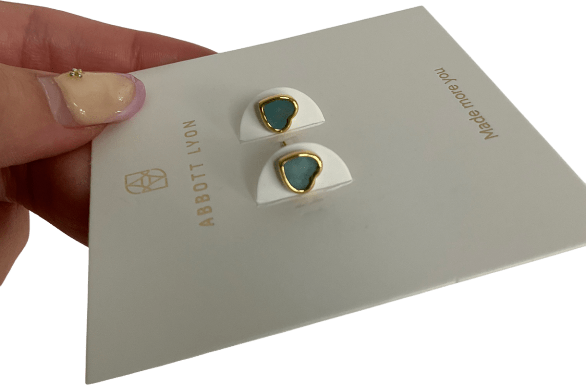 Abbott Lyon Metallic Blue Heart Stud Earrings - Reliked