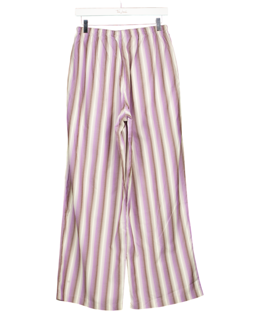 TOPSHOP Purple Stripe Poplin Pull On Wide Leg Trouser UK S