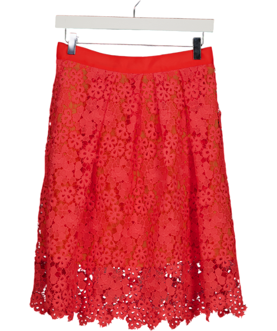 Whistles Coral Pink Guipure Lace Skirt UK 10