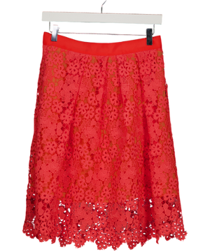 Whistles Coral Pink Guipure Lace Skirt UK 10