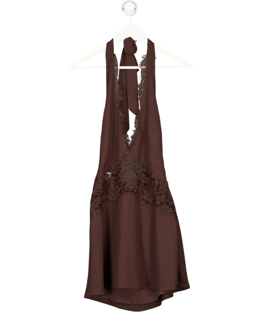 White Fox Cupids Bow Mini Dress Chocolate Brown UK S