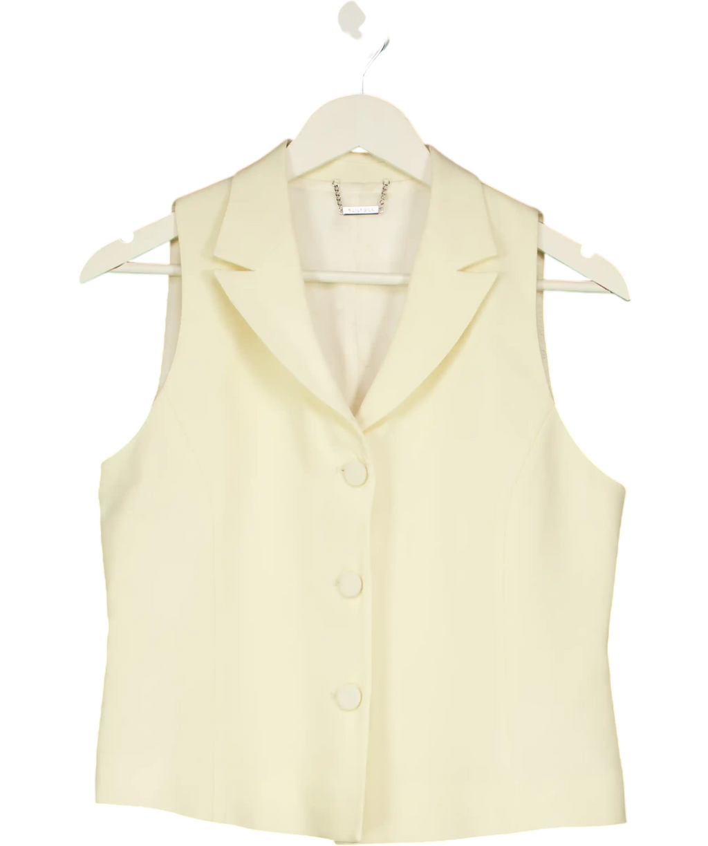 LilySilk Cream Lapel Collar Silk Suit Vest Waistcoat Top UK 10
