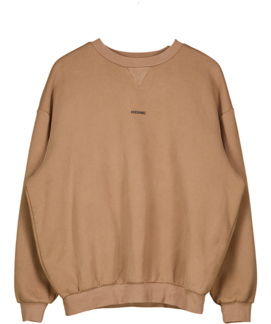 MESHKI Chocolate Brown Logo Sweatshirt UK S