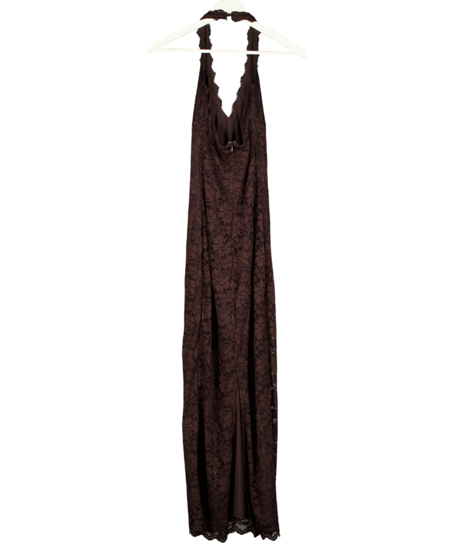 WHITE FOX Destiny Lace Maxi Dress Chocolate Brown UK S