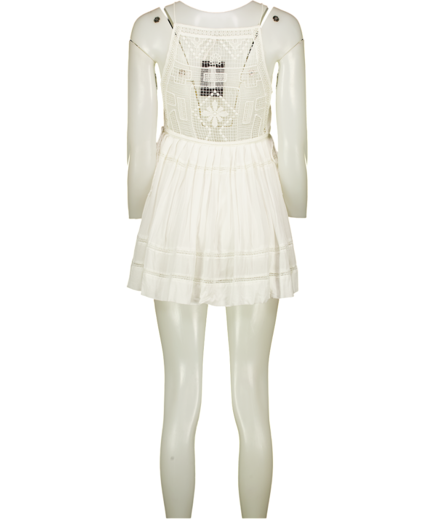 FREE PEOPLE White Lace Top Mini Dress UK XS