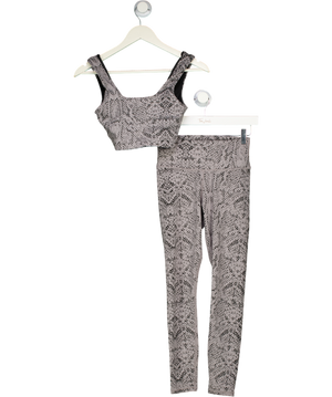 VARLEY 2-piece Grey Snake Print Sports Top & Leggings Set UK XS