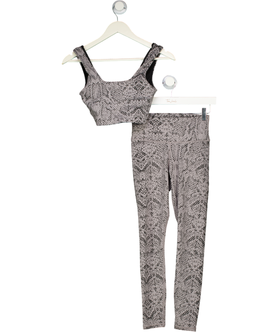 VARLEY 2-piece Grey Snake Print Sports Top & Leggings Set UK XS